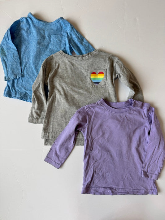 #190 REDUCED Primary Bundle: 12-18m Shirts + Size 1 Heart Shirt