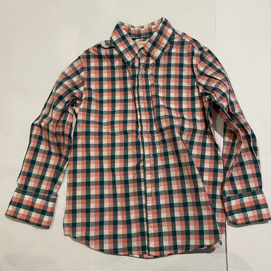 #126 Boys Crewcuts 2T LS Button Down Blue/pk/wht EUC