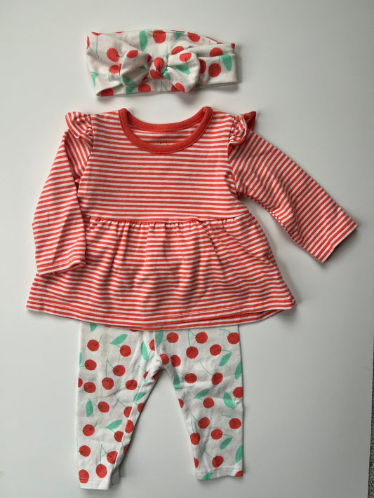 Girls 3-6M Cherry Outfit
