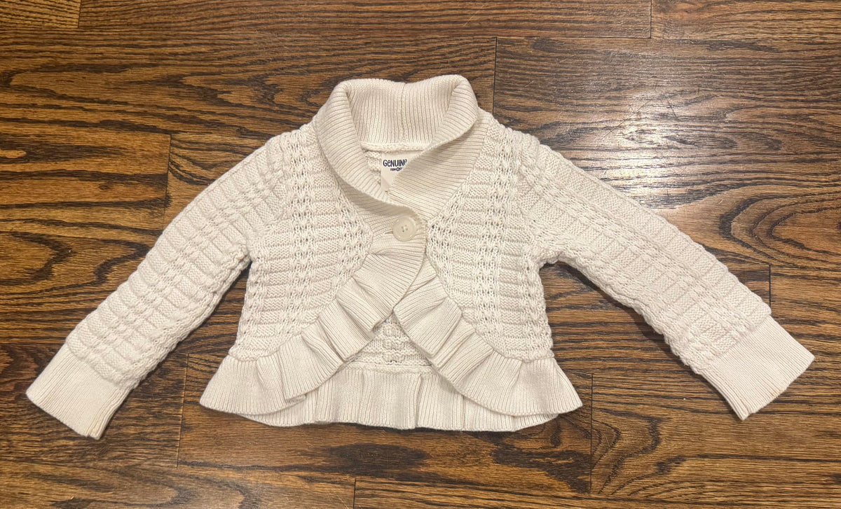 #75 OshKosh Girls Ivory Cardigan, Size 2T