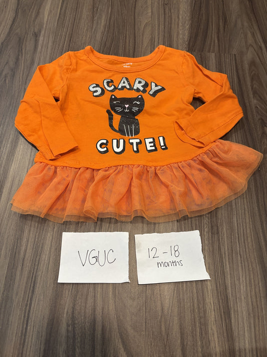 #138 - 12-18 Mo - VGUC Carters - Scary Cute LS Shirt - PU 45236