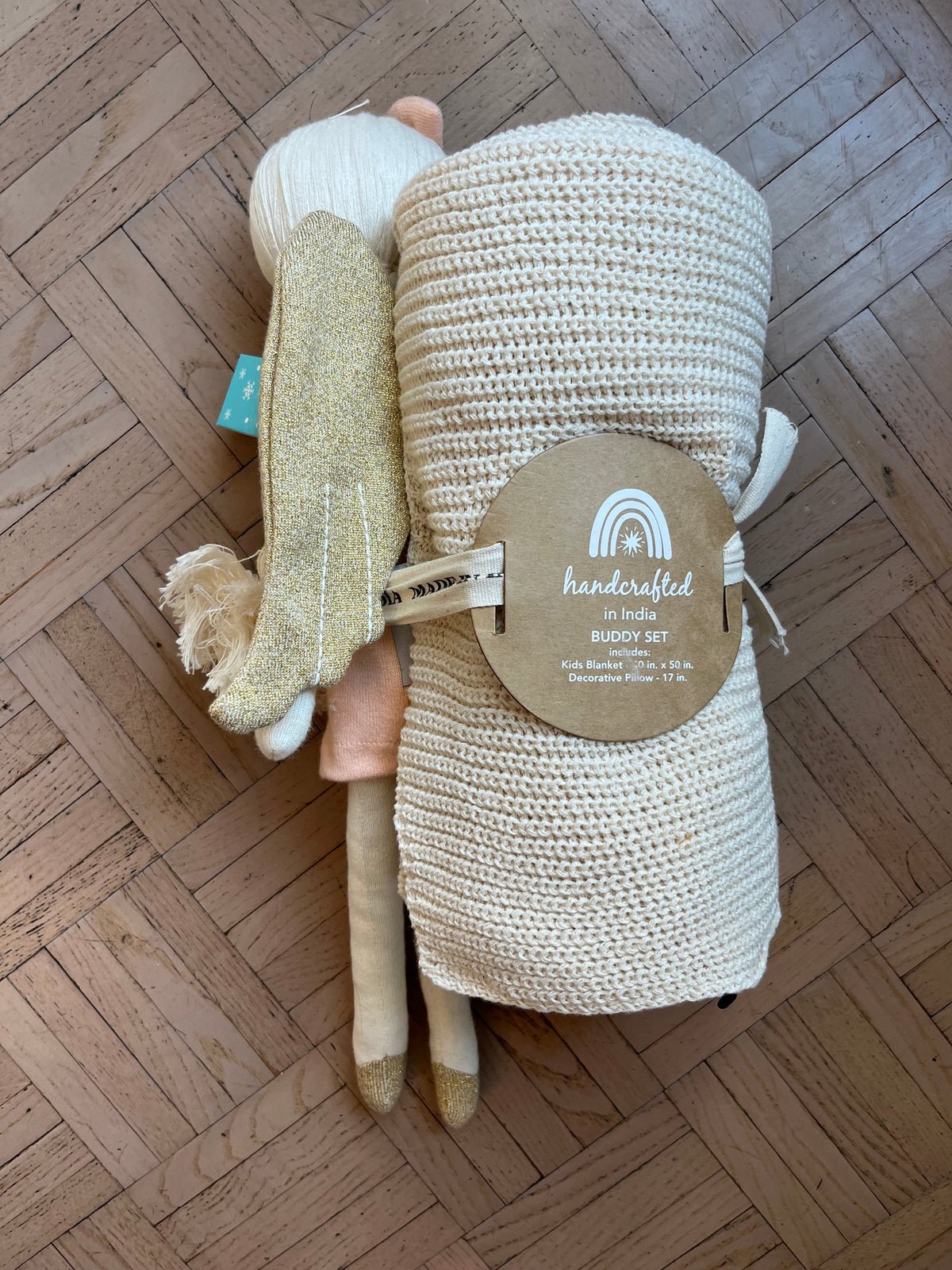 #195 NWT Angel Doll Stuffie with Cream Blanket