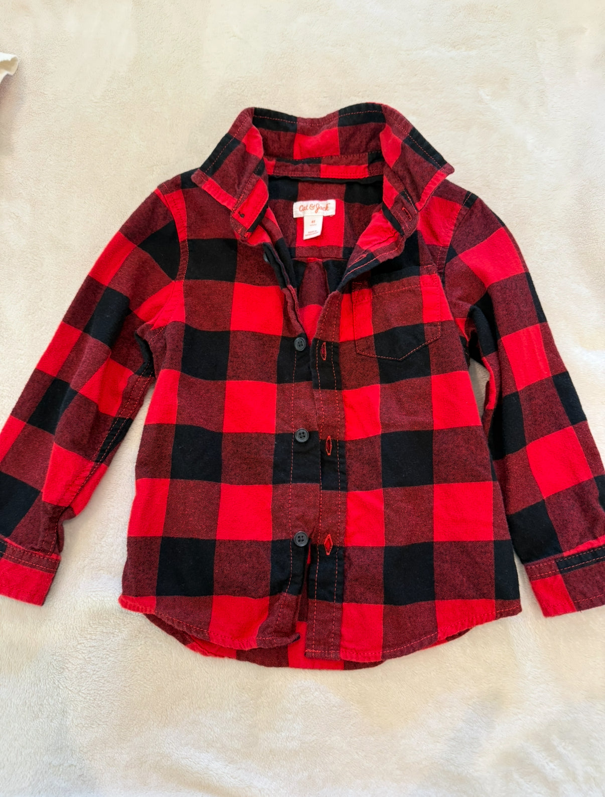 #46 Girls 4T cat and Jack flannel shirt euc