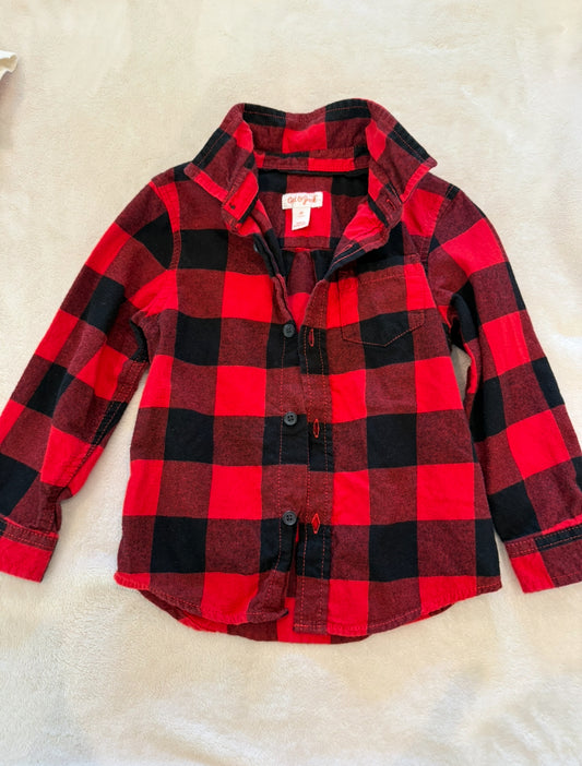 #46 Girls 4T cat and Jack flannel shirt euc