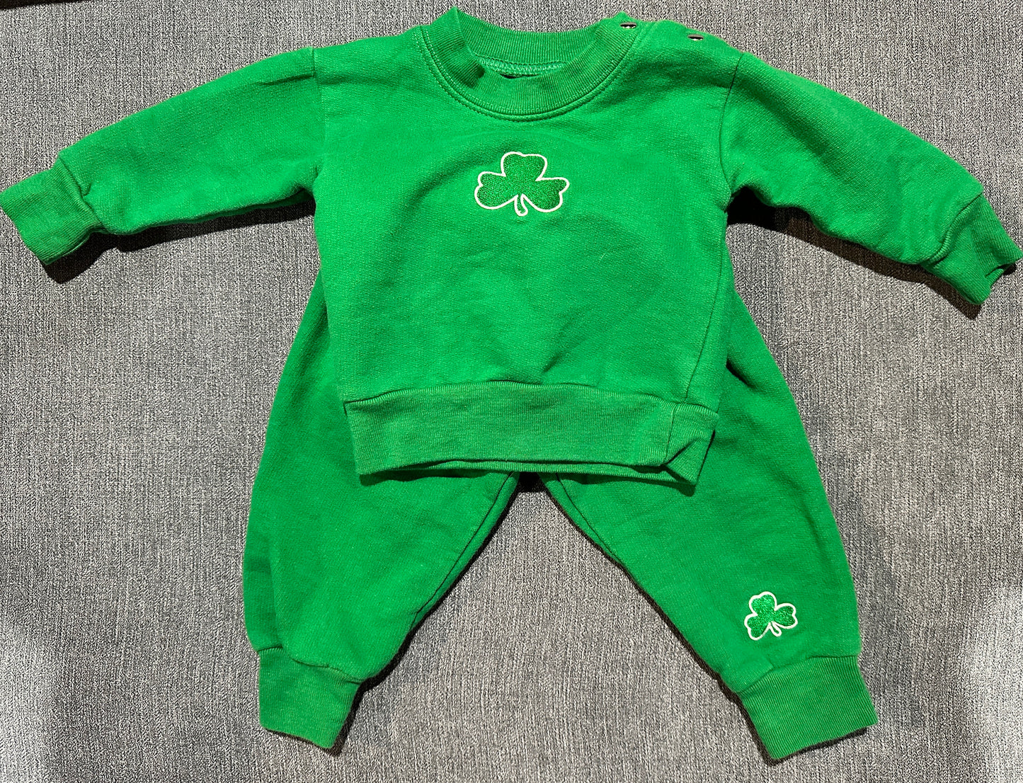 3–6 months, green sweatsuit set