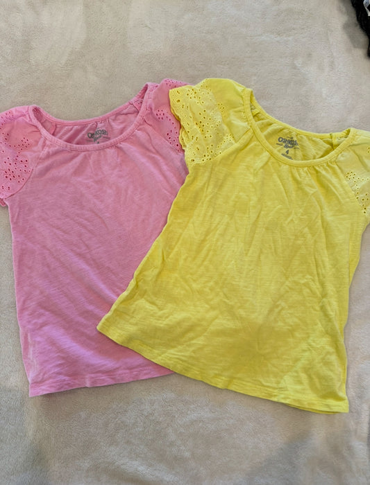 #46 Girls Size 4 osh kosh set for shirts euc