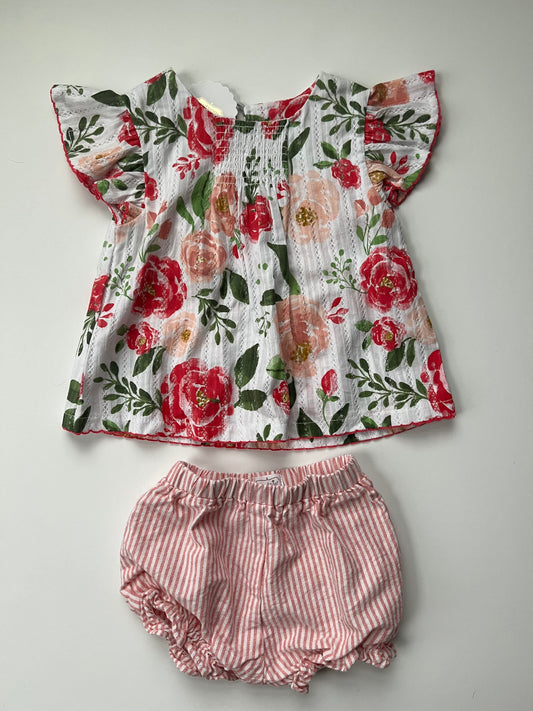 Girls 12-18M Mud Pie Floral Outfit New