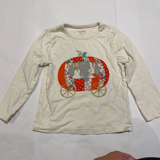 #126 Girls Baby Boden 2-3Y pumpkin carriage LS shirt GUC