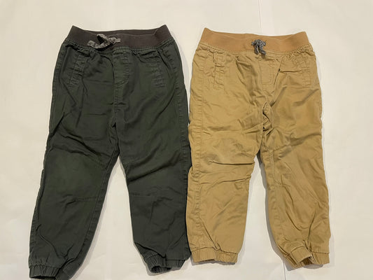 #126 Boys Cat & Jack 24M Lined Khaki & dark Gray Pants EUC