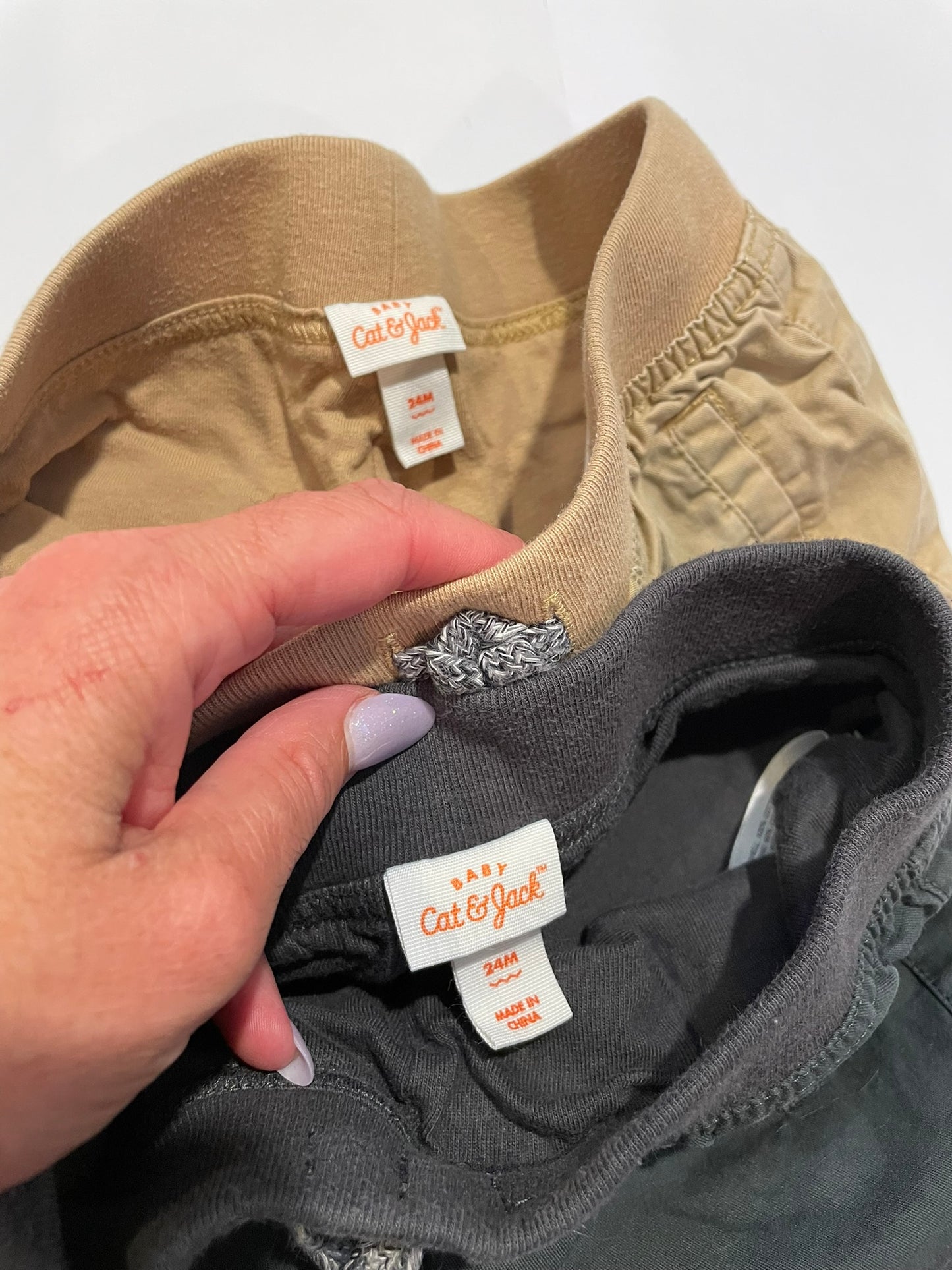 #126 Boys Cat & Jack 24M Lined Khaki & dark Gray Pants EUC