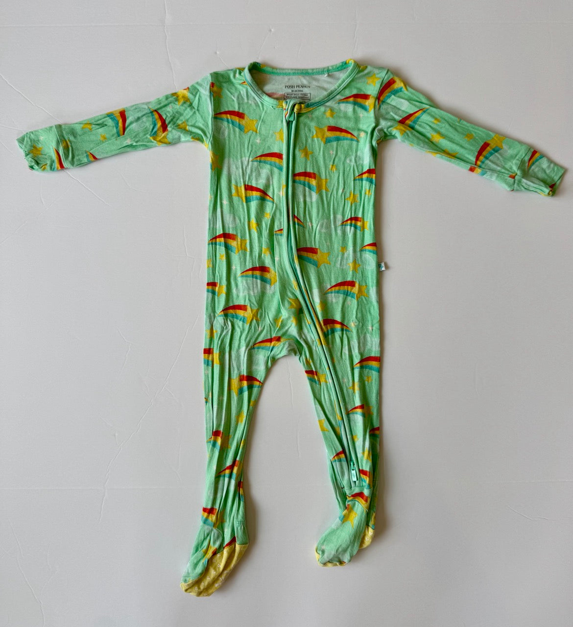 #190 REDUCED PoshPeanut 18-24 Bamboo Footie Shooting Star Sleeper