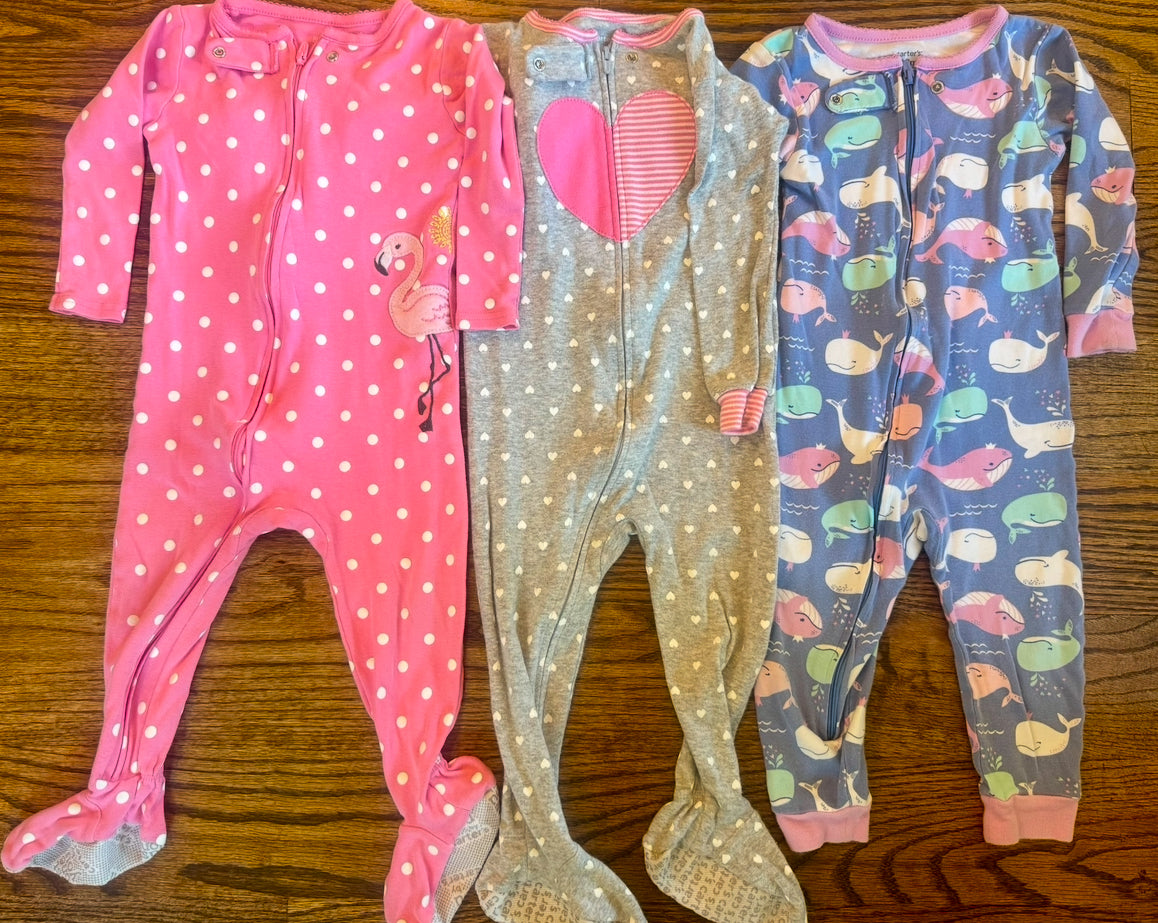 Seller #172 Carter’s Set of 3 Sleepers Flamingo Heart Whale Girl Size 18m