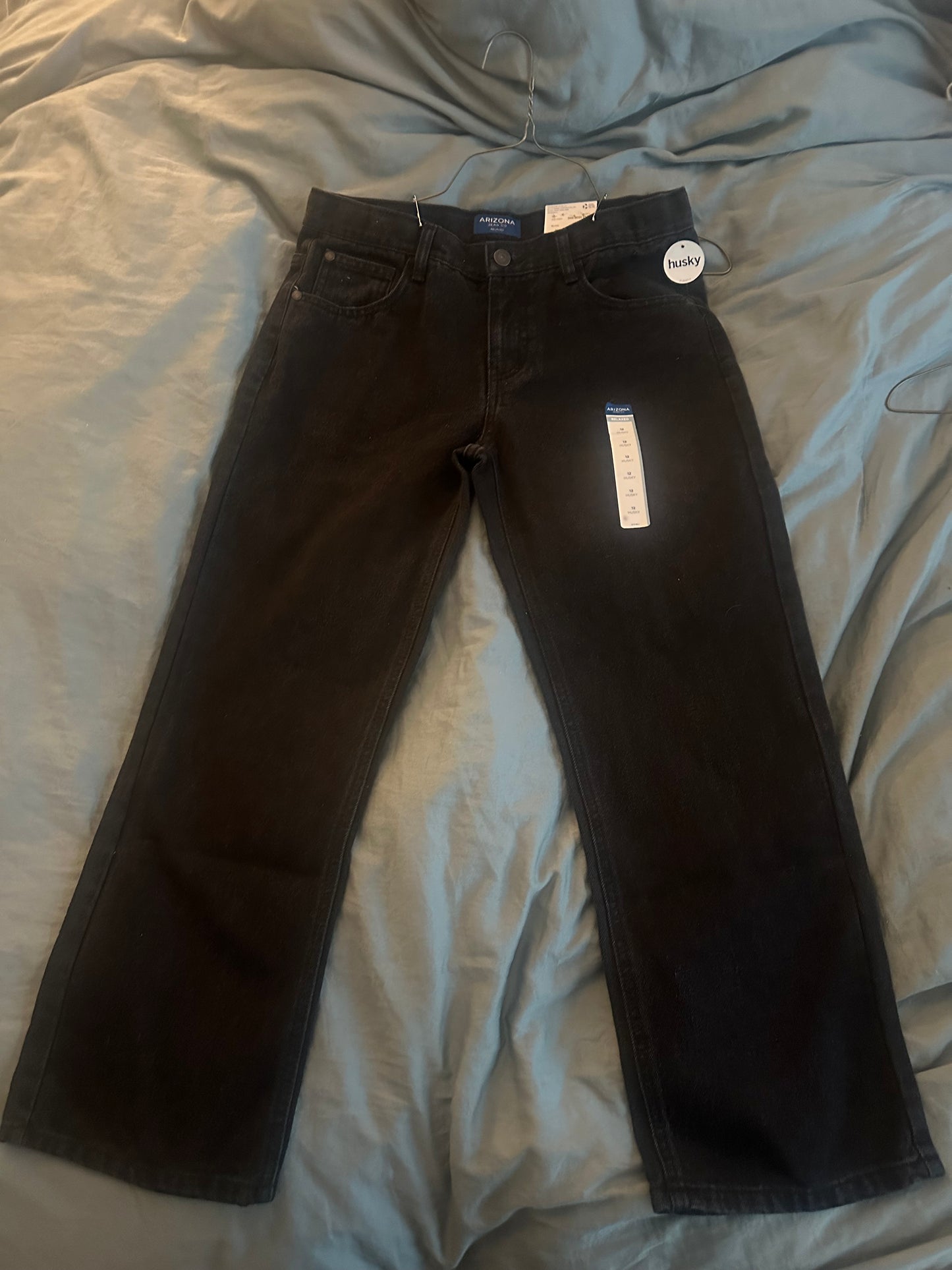 #77 NWT Arizona Brand Black Jeans, Boys 12 Husky