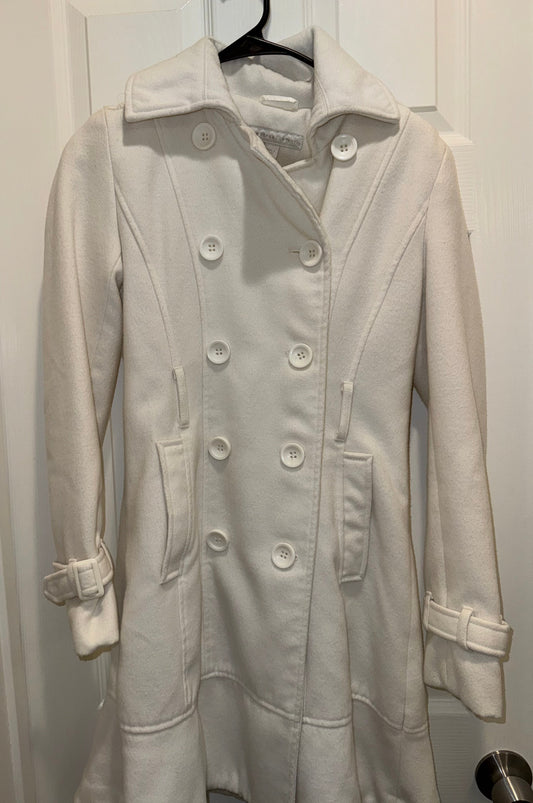 #53 reduce women’s beige long dress coat size XS
