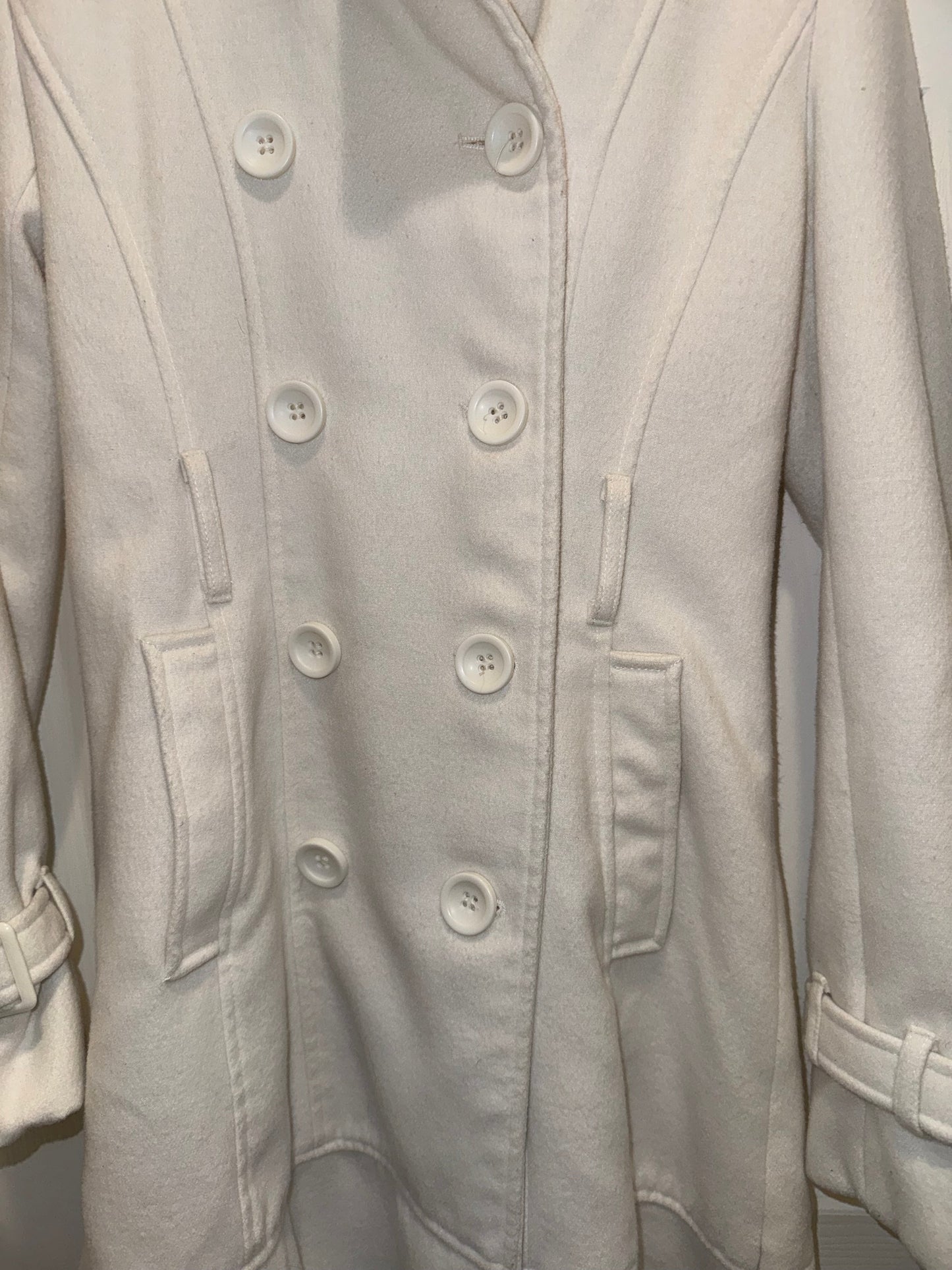 #53 reduce women’s beige long dress coat size XS