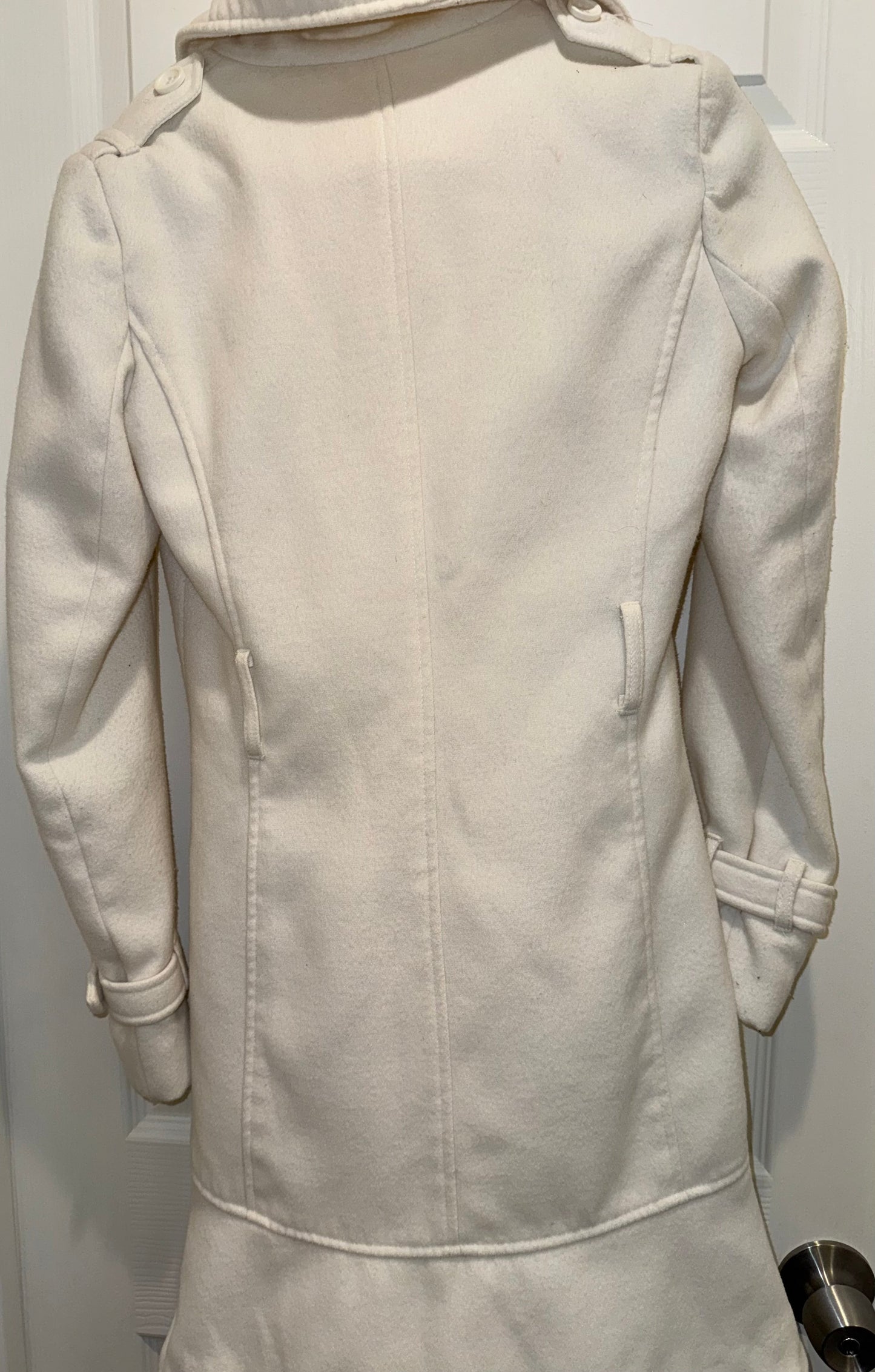 #53 reduce women’s beige long dress coat size XS