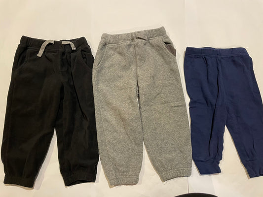 #126 Boys Carters 24M Set 3 Pants (2 Fleece, 1 sweatpant)