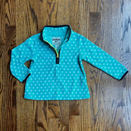 Seller #115 - REDUCED OshKosh Girls 3T Teal Polka Dot Fleece Half Zip Pullover, VGUC