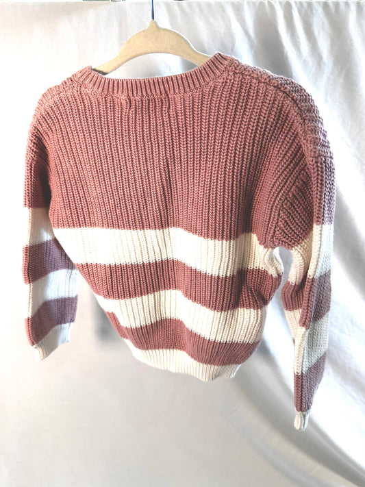 #30 Mango Kids 18-24 mos Dusty Pink Striped Sweater