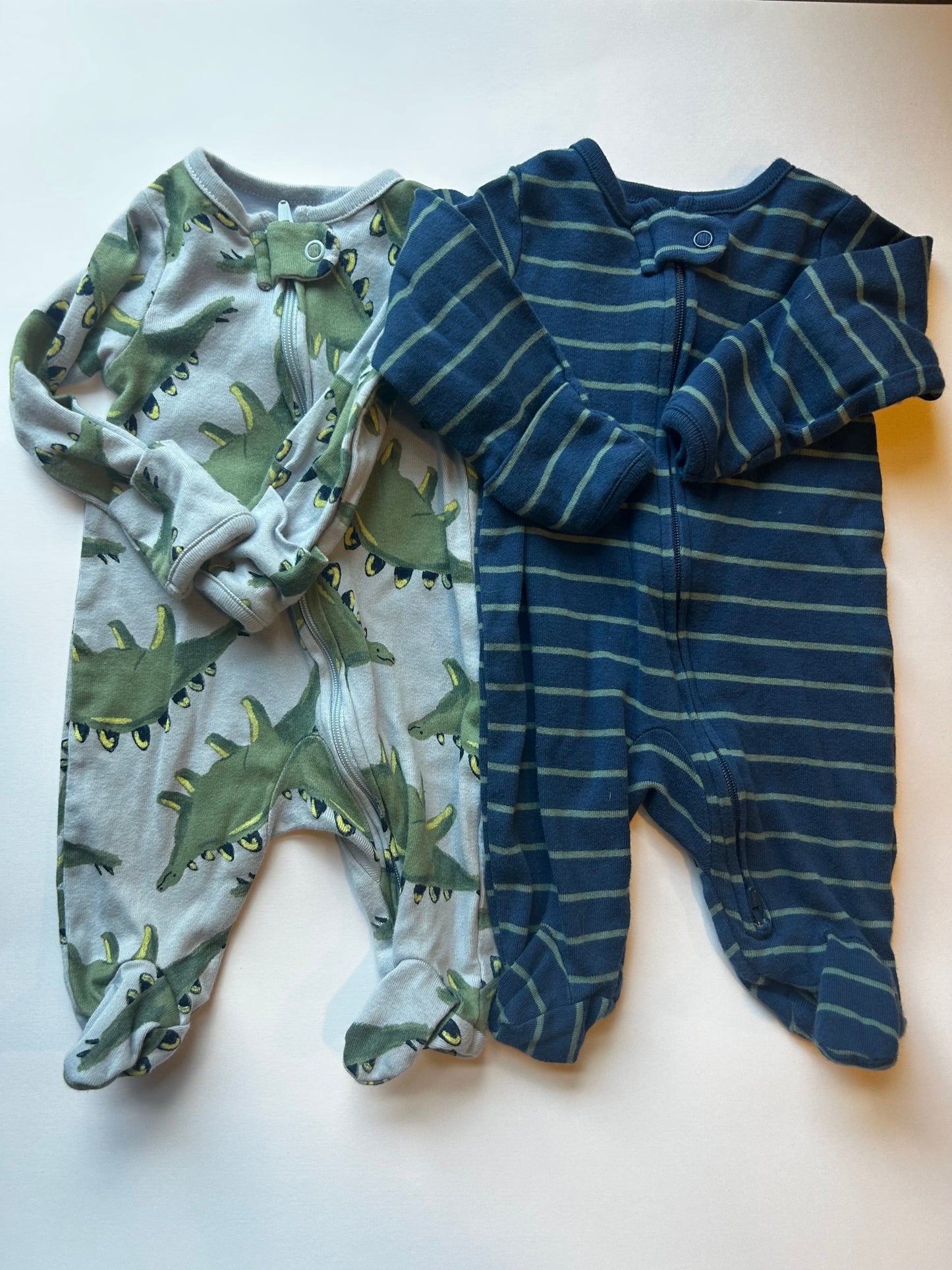 Seller #21 Newborn Dino and stripes sleepers