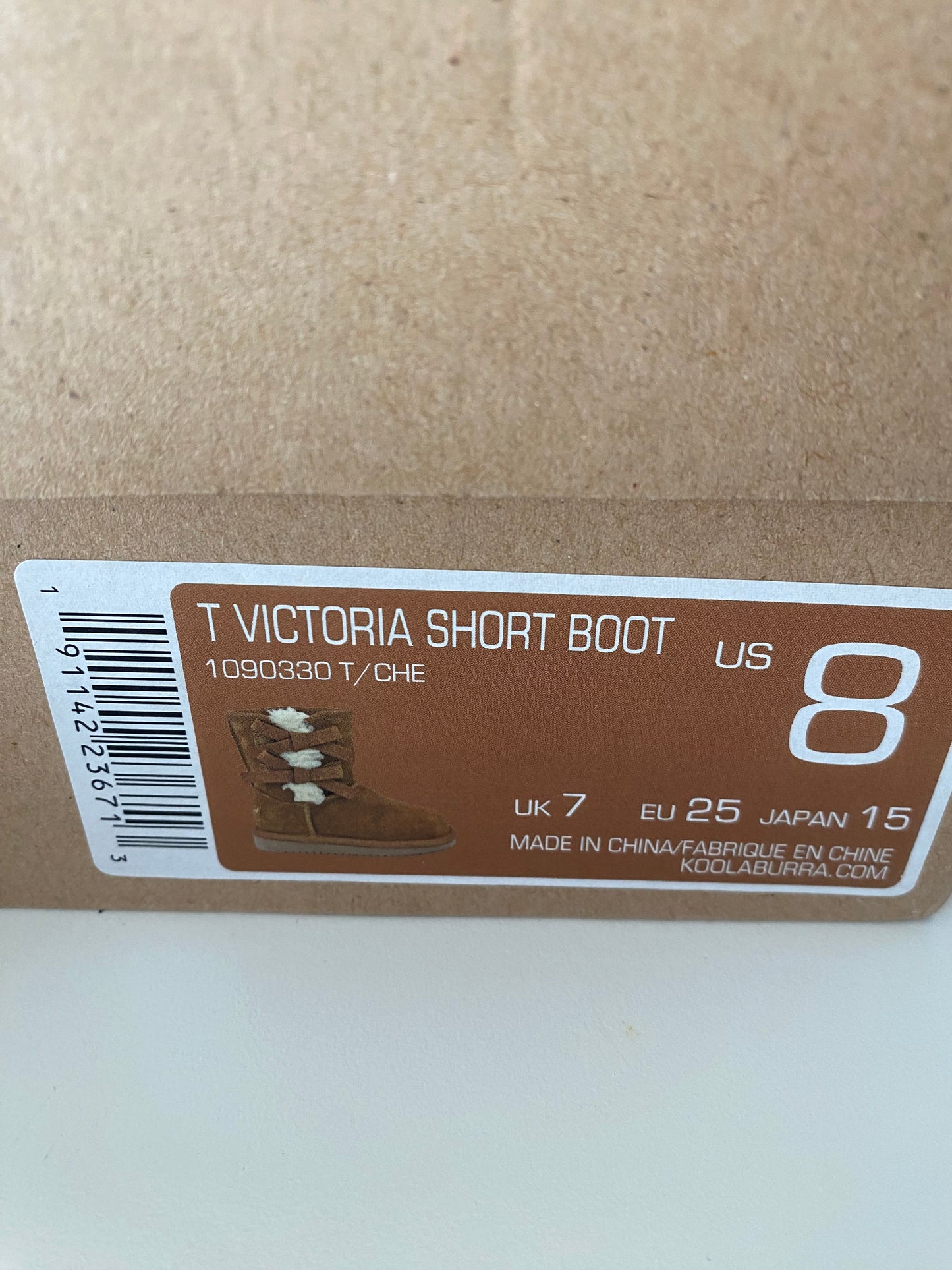 #117- UGG Koolaburra Victoria short boot, brown leather, girls size 8C, New