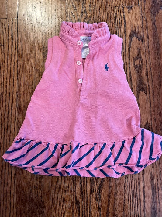 Ralph Lauren baby girl size 3m Pink blue stripe dress