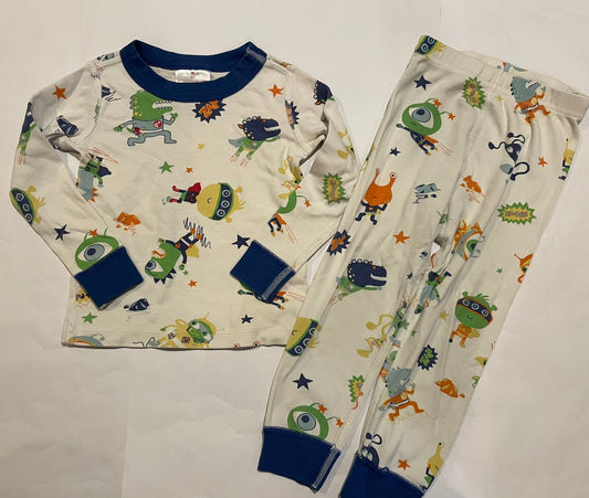 #126 Hanna Andersson 90/3 Superhero Animal Long John Jammies GUC