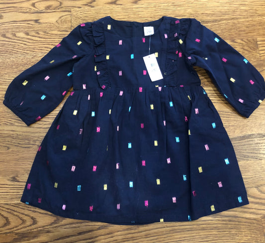 NWT Baby Gap Navy Dress 2T / Sparkle Thread Embroidery girls