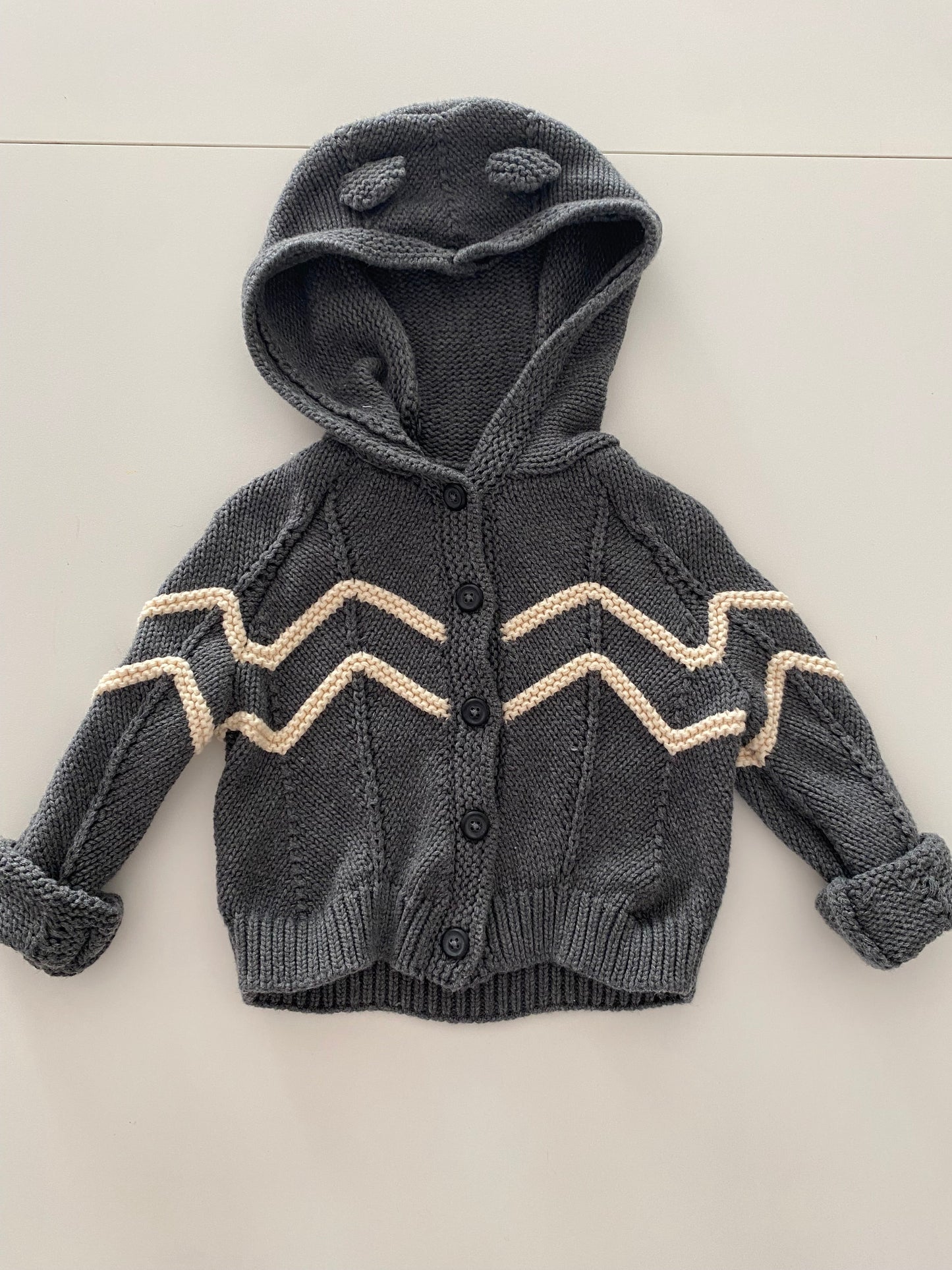 #117-Boys 2T, Tea Gray Button-Down Sweater, EUC,*reduced*