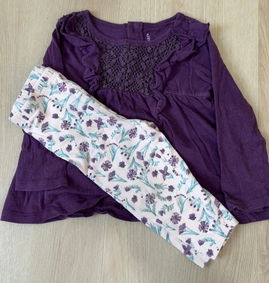 REDUCED! #49 Girls 12 months Burts Bees Baby purple outfit GUC