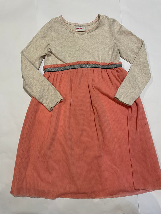 #126 Girls Hanna Andersson 120 (6-7) LS Pink Tulle Dress VGUC