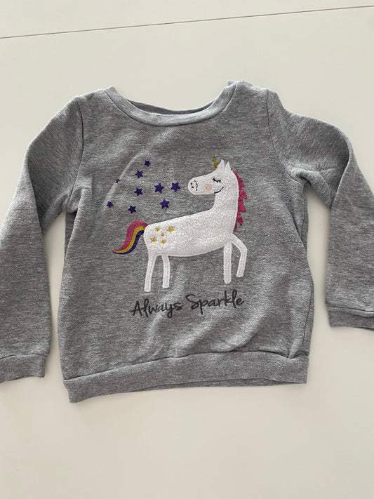 #117-Girls 3T, Kidgets Gray Unicorn Sweatshirt, GUC,*reduced*