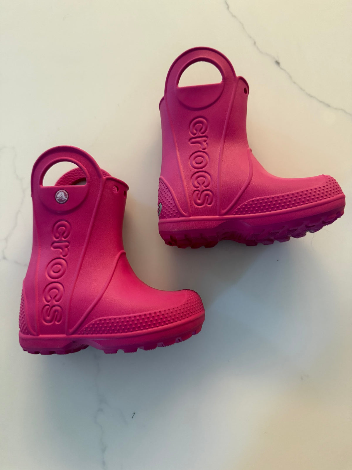 #139 Crocs Pink Rainboots 7c
