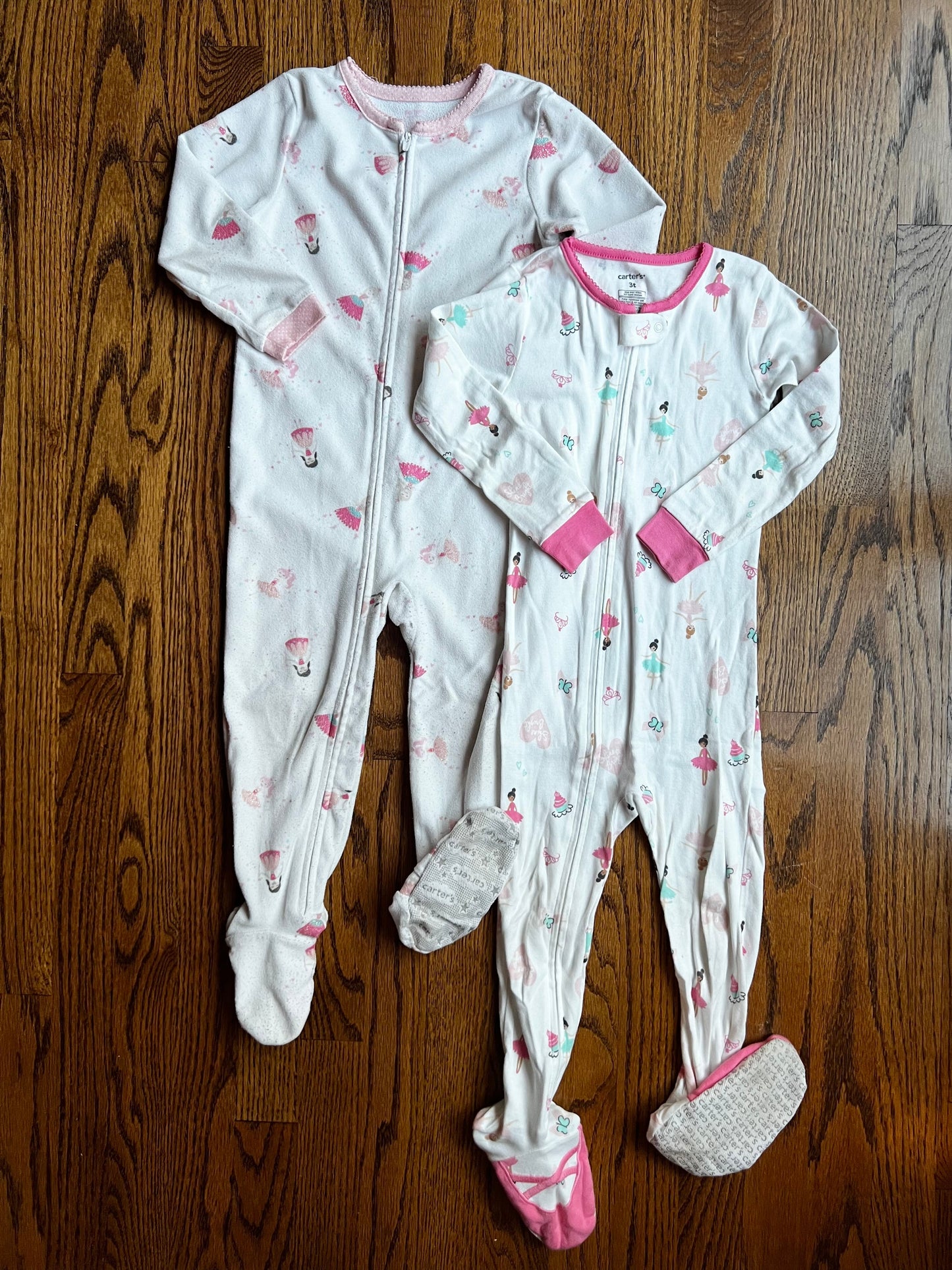 Seller #115 - REDUCED Carter’s Girl 3T Ballerina / Princess Footie Pajamas, Set of 2, VGUC / GUC