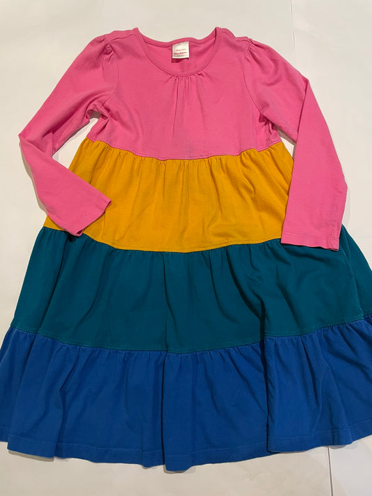 #126 Girls Hanna Andersson 120 (6-7) LS Multicolor Super Twirl Dress VGUC