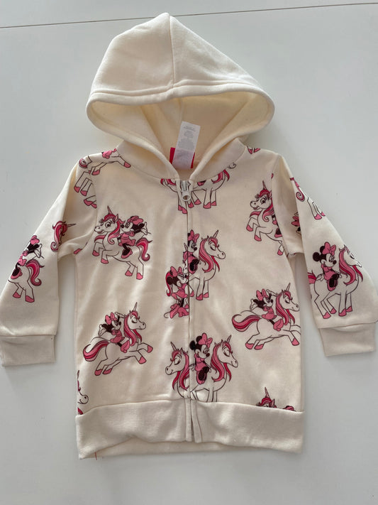 #117-Girls 3T, Disney Minnie Mouse Cream Full Zip Sweatshirt, EUC