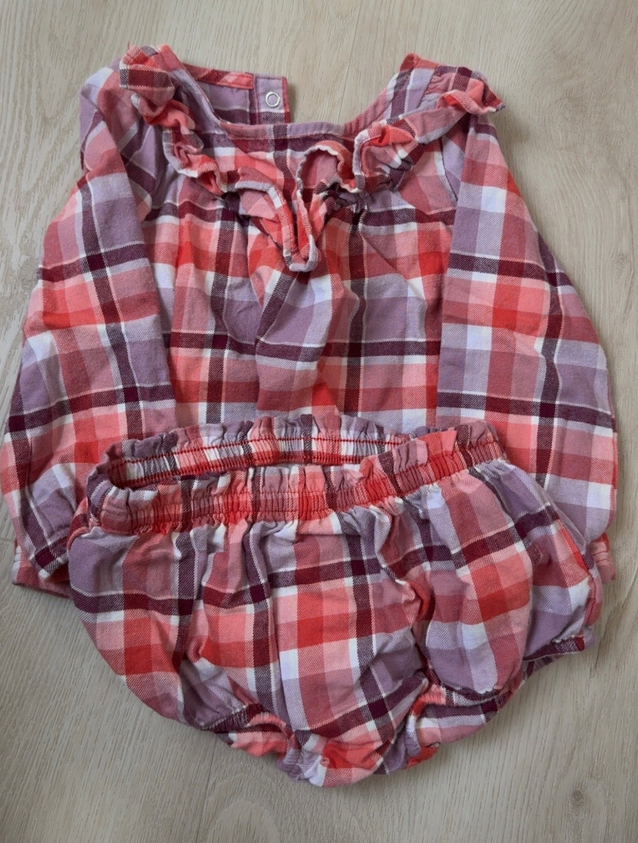 REDUCED! #49 Girls 12 months Cat and Jack plaid dress with diaper cover EUC