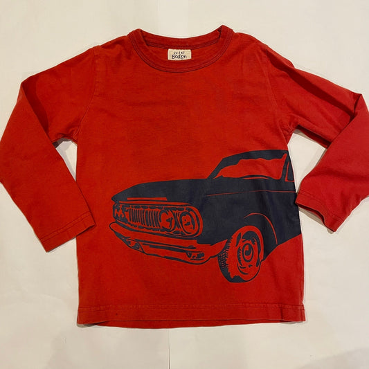 #126 Boys Mini Boden 3T (3-4Y) Orange LS Car Shirt EUC