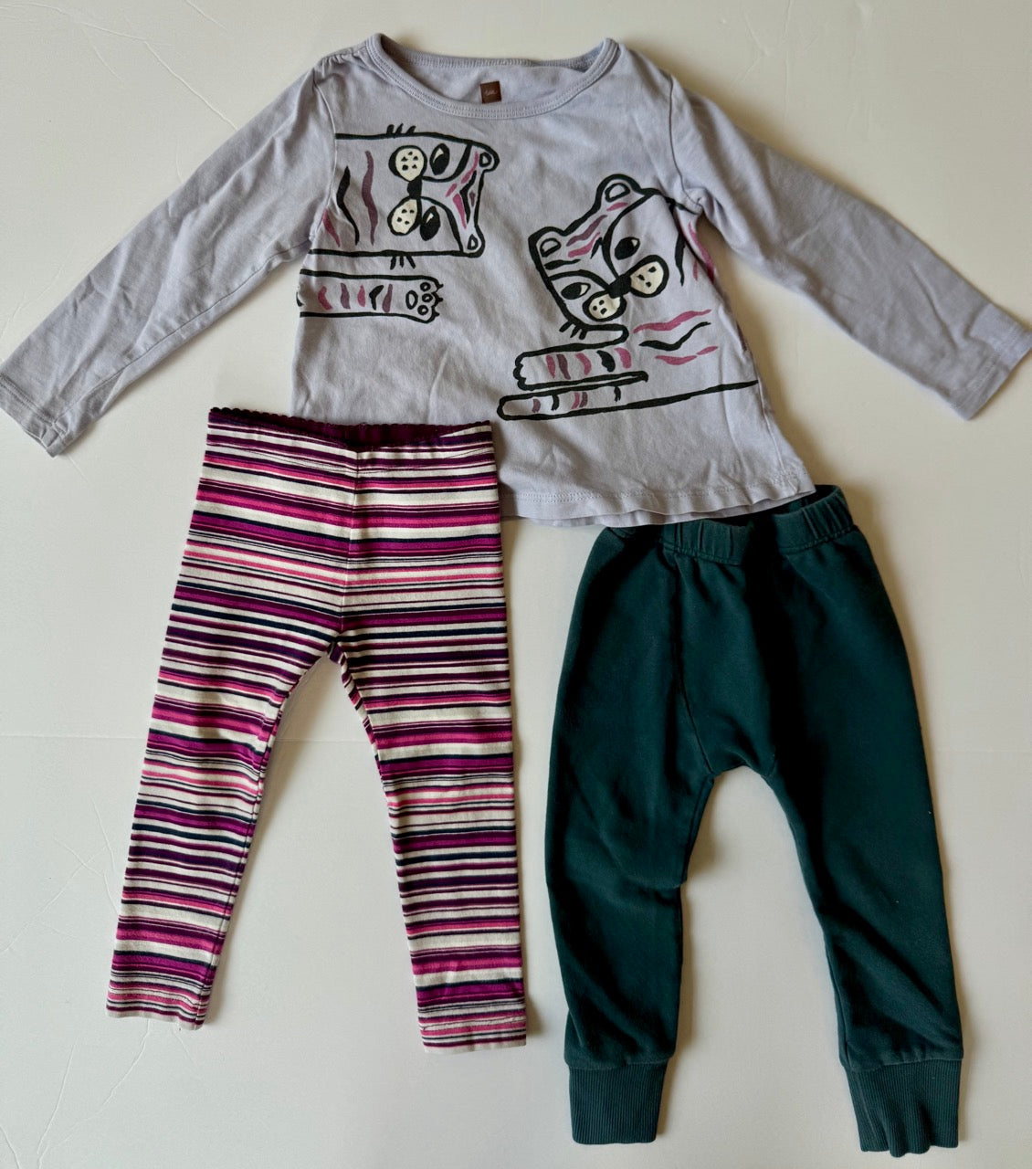 #190 REDUCED Tea Bundle: 18-24 Shirt, 12-18 Leggings, Bonus Hand-sewn Joggers