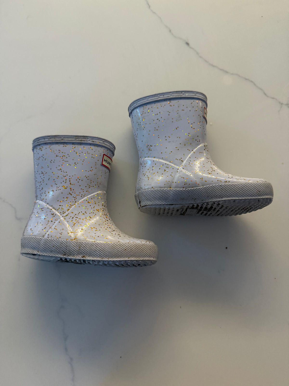 #139 Hunter Glitter rainboots 7c
