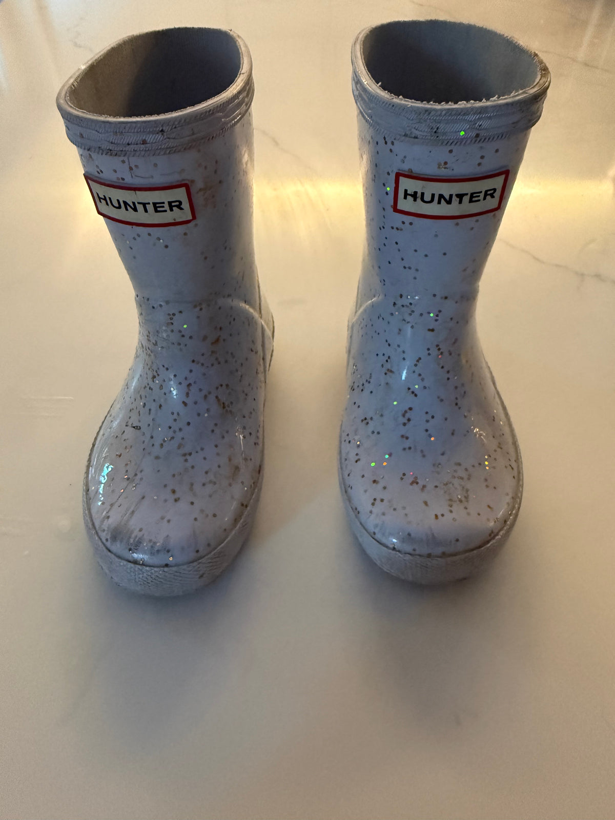 #139 Hunter Glitter rainboots 7c