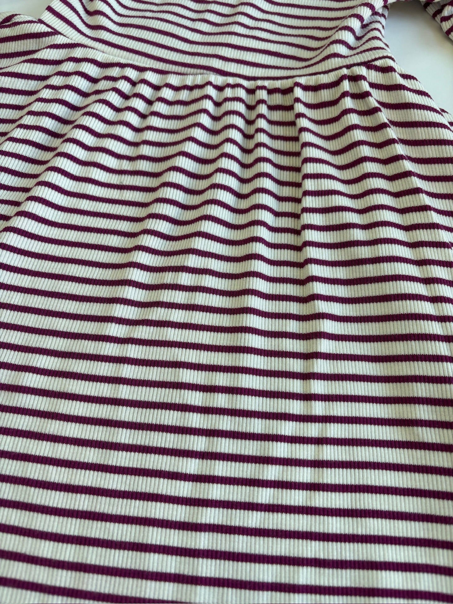 Seller #105 - Size 2T Girls Childhoods Puple & White Striped Long Sleeve Dress VGUC