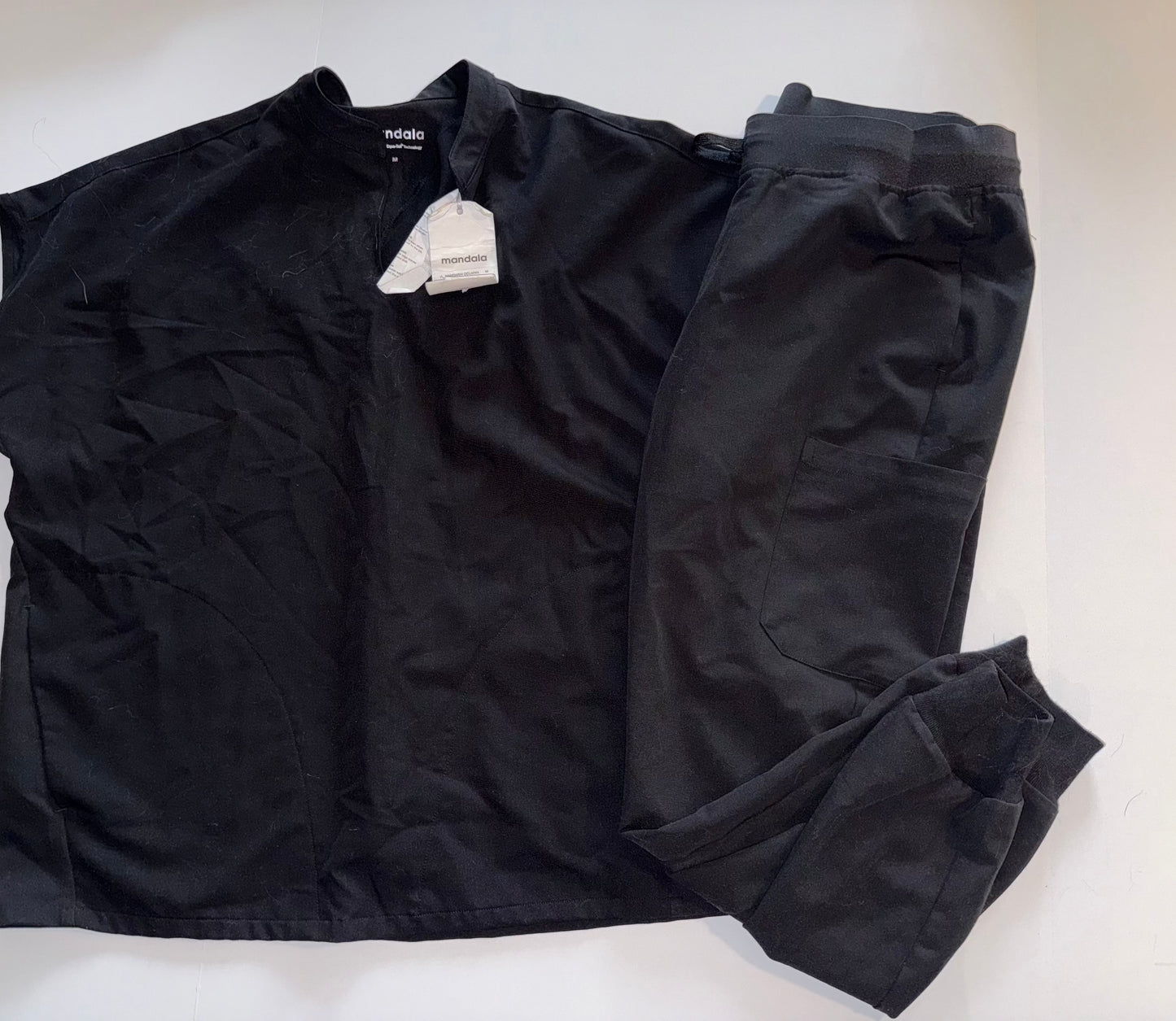 Seller 106: REDUCED Womens M Mandala Black Srub Set (Dolman Top + Joggers) NWTish