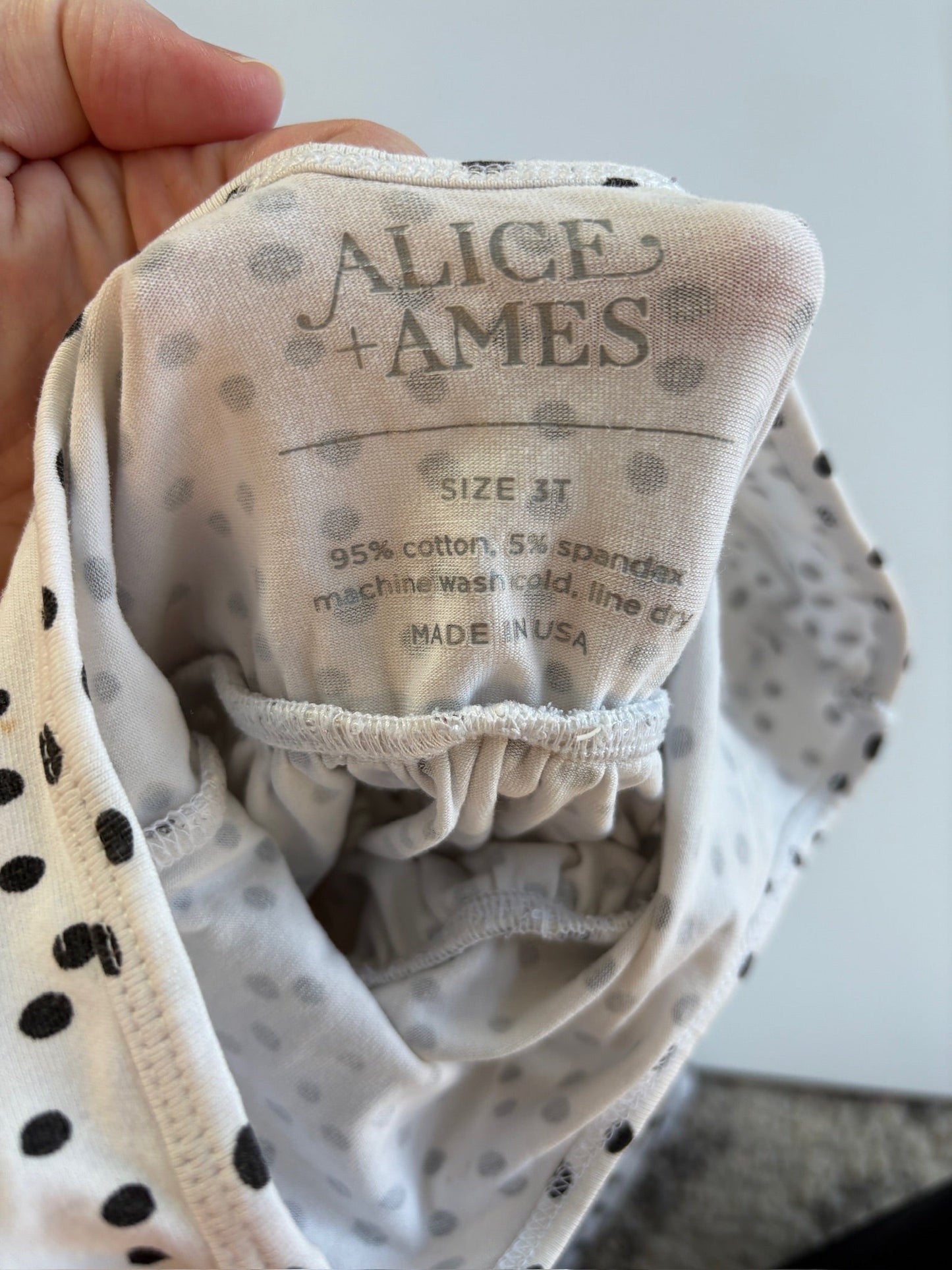 Seller #105 - Size 3T Girls Alice and Ames Black & White Polka Dot Long Sleeve Dress GUC