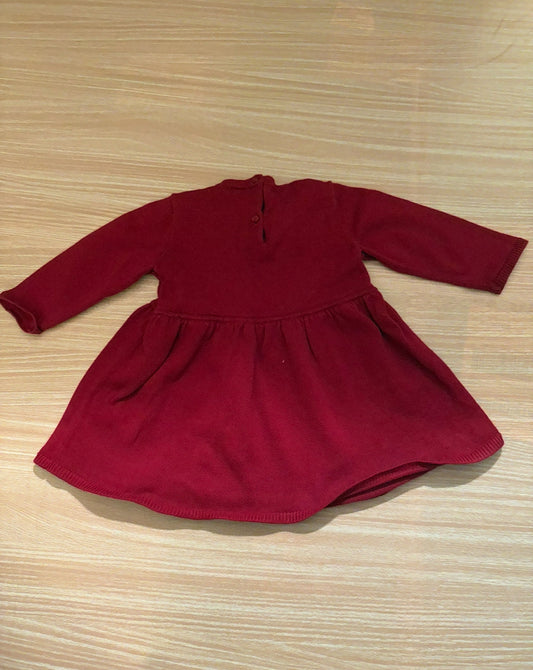 #102 H & M Red Sweater Knit Dress 6-9 months
