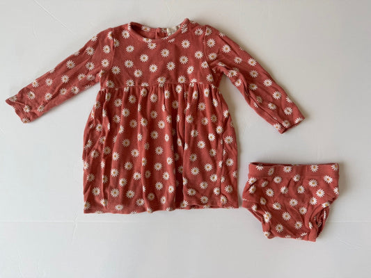 #190 REDUCED 12-18m Daisy Dot Dress and Bloomer in Dusty Rose