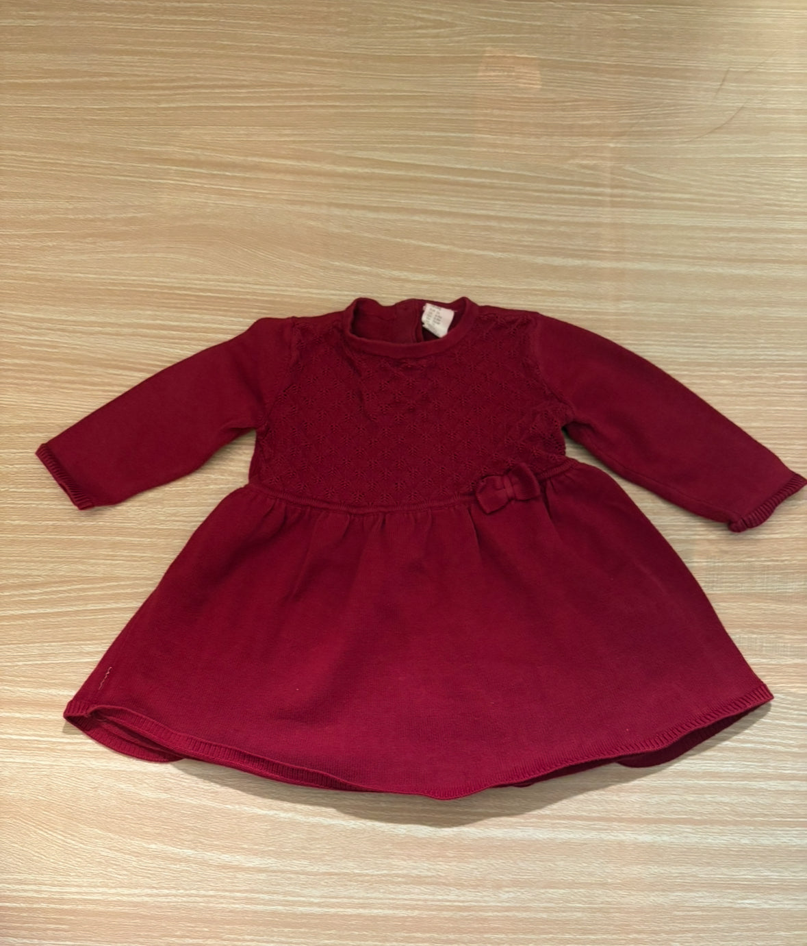 #102 H & M Red Sweater Knit Dress 6-9 months