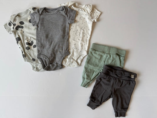 #190 REDUCED Little Planet Organic Newborn Bodysuits and Pants Bundle