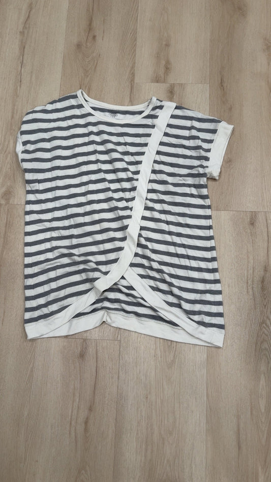 REDUCED! #49 Motherhood Maternity gray/white striped maternity/nursing top size L