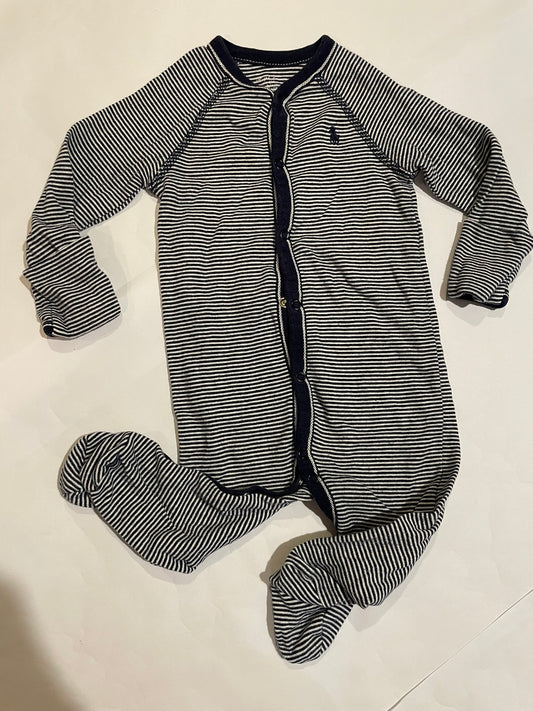 #126 Ralph Lauren 6M Button Up Navy Sleeper EUC